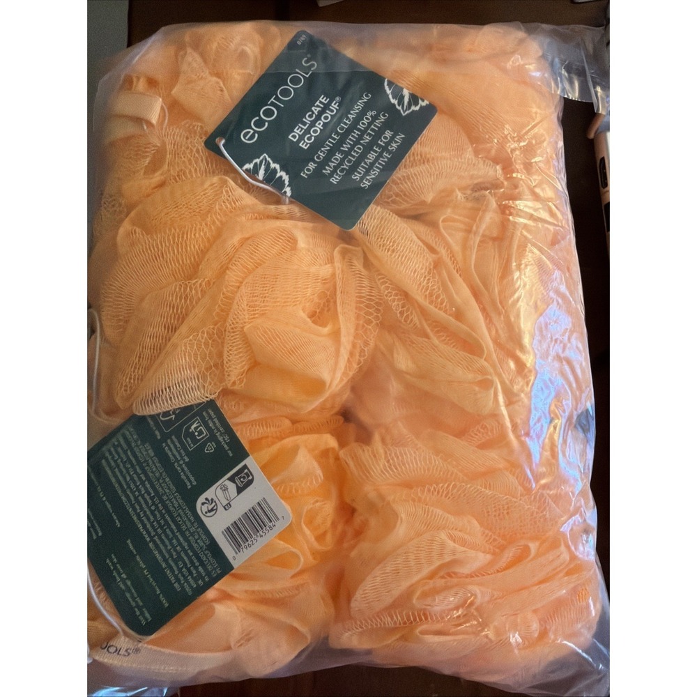 EcoTools Orange Delicate EcoPouf Shower Sponge Loofah Gentle Cleansing 6 Pack
